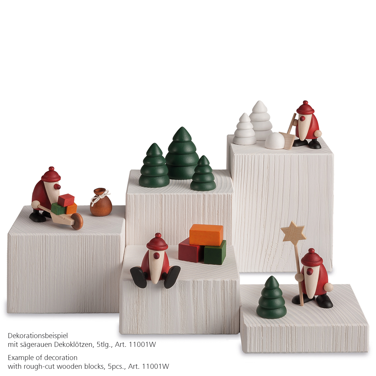 Deco set, blocks white, rough-cut, 5 pieces