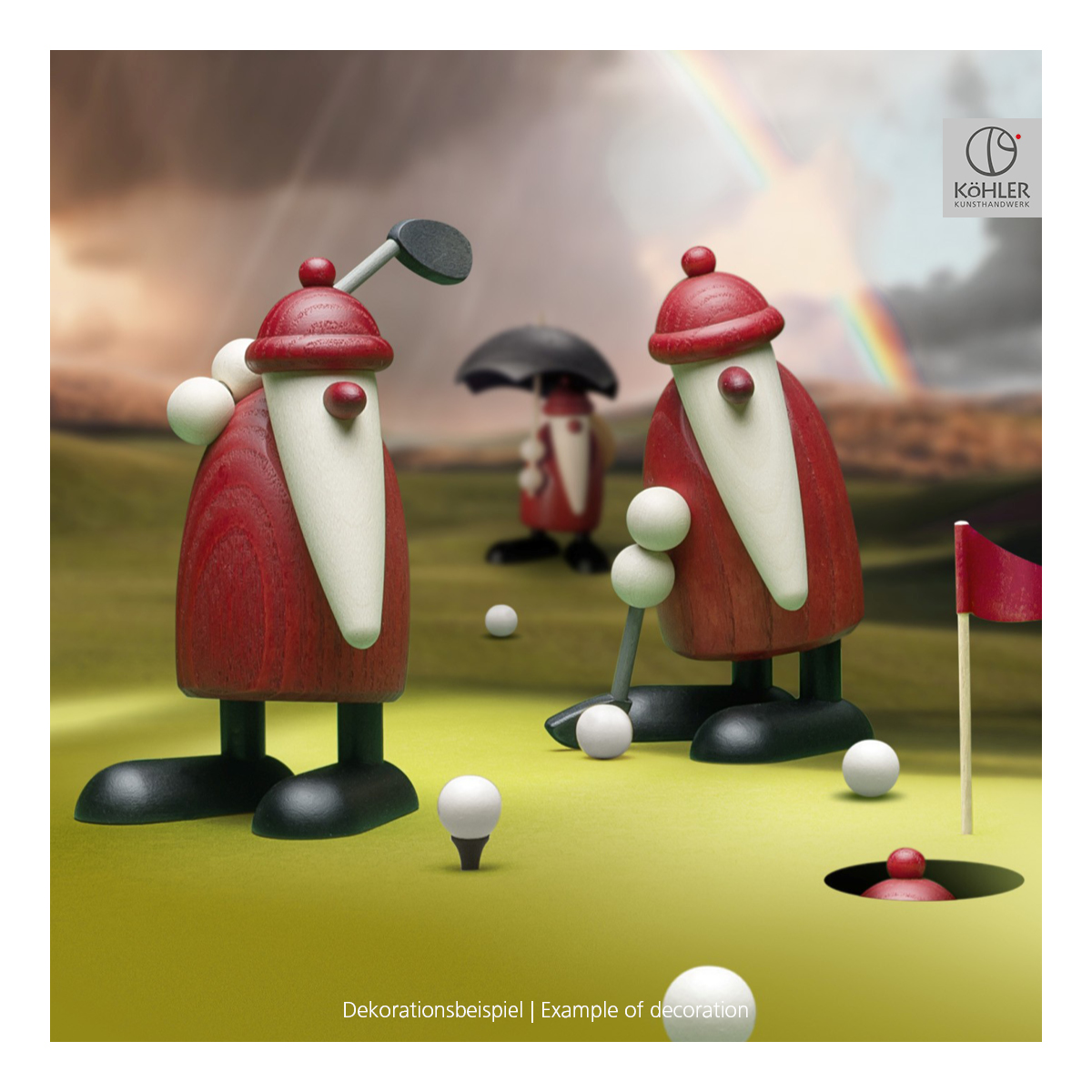 Weihnachtsmann mit Golfschläger oben