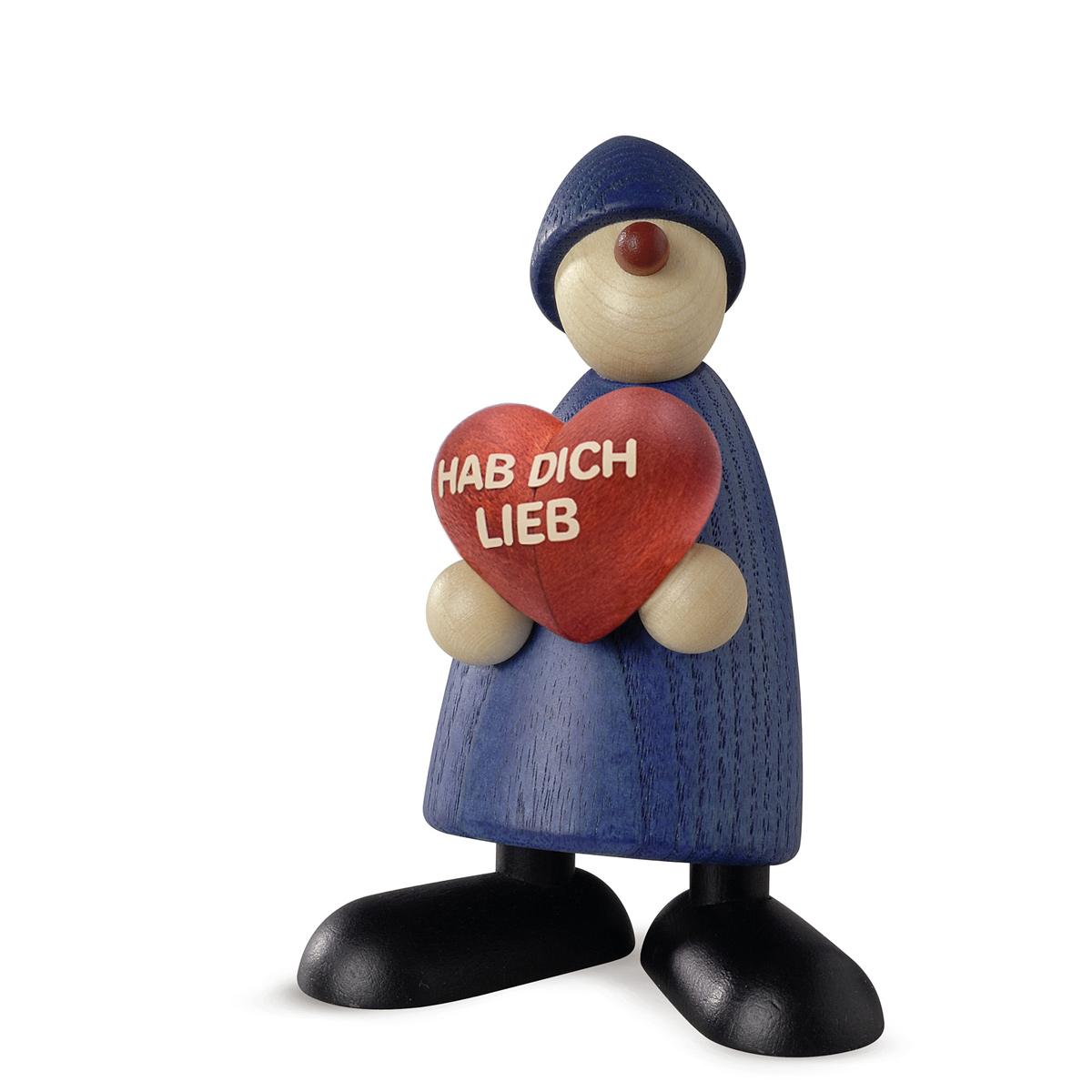 Gratulant Theo mit Herz, blau "HAB DICH LIEB"