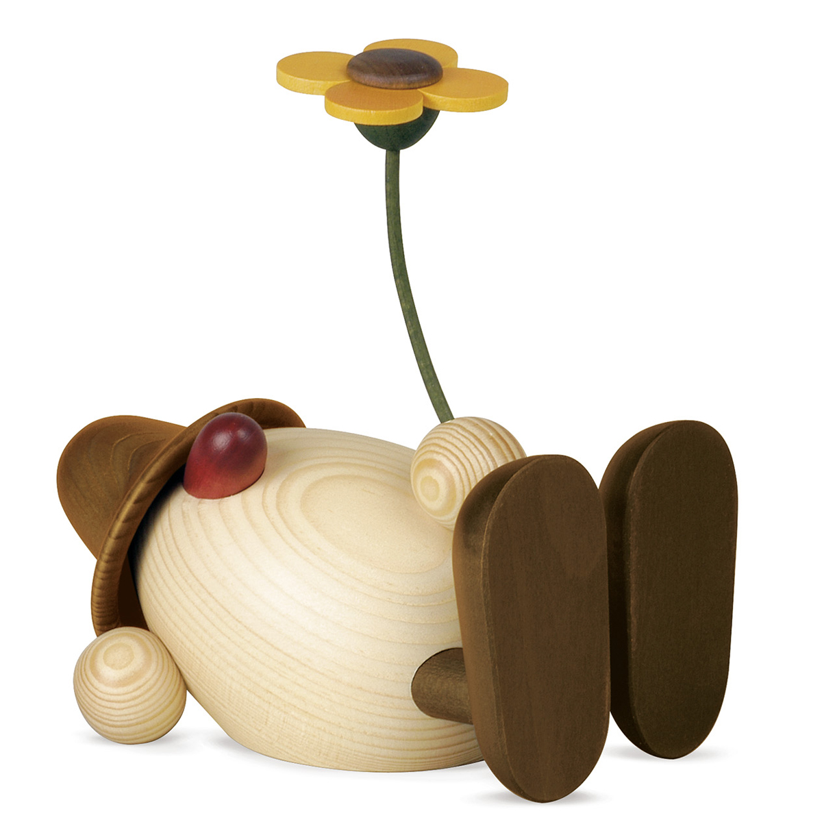 Eierkopf Vater Oskar mit Blume, liegend, braun