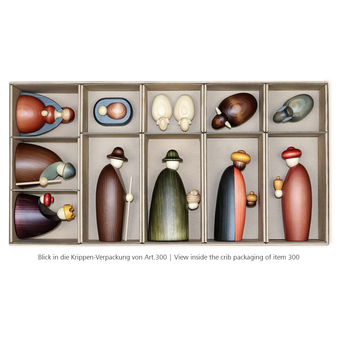 Set of 12 crib figures with stable, large