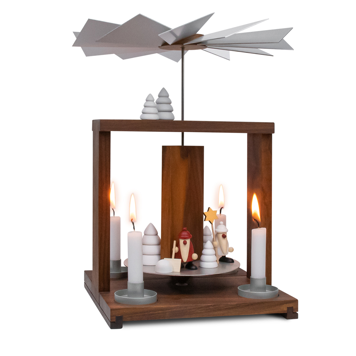 Tischpyramide Nussbaum geölt mit Miniaturset 4 + W1