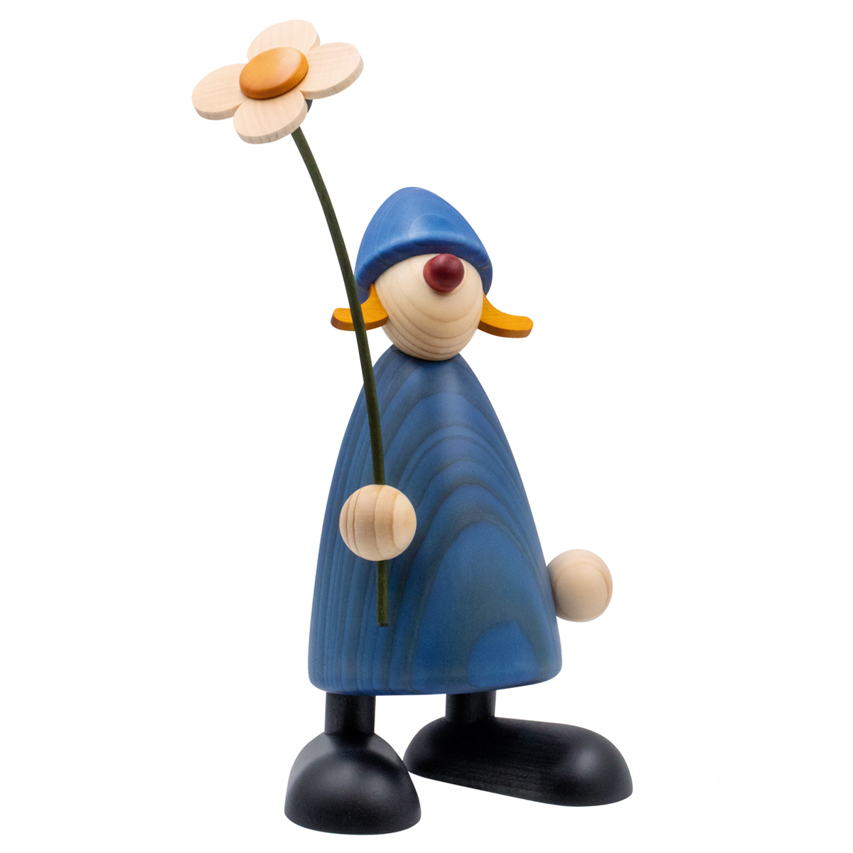 Well-Wisher Susi standing with flower, large, blue