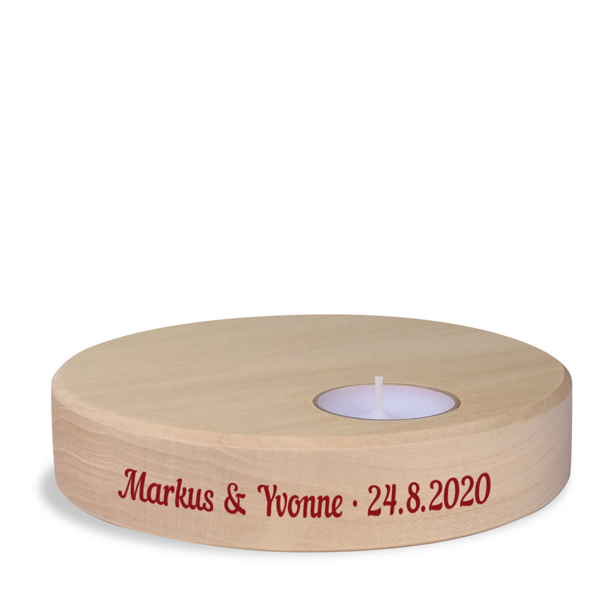 Dekorationssockel mit Teelicht, natur, personalisiert