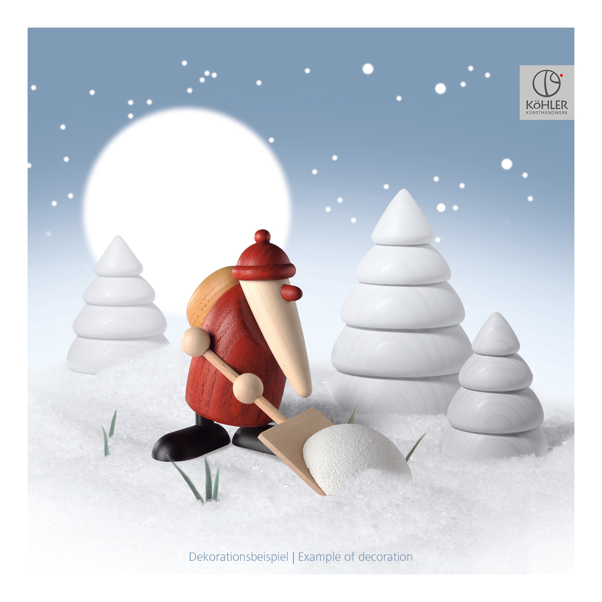 Weihnachtsmann mit Schneeschieber, klein