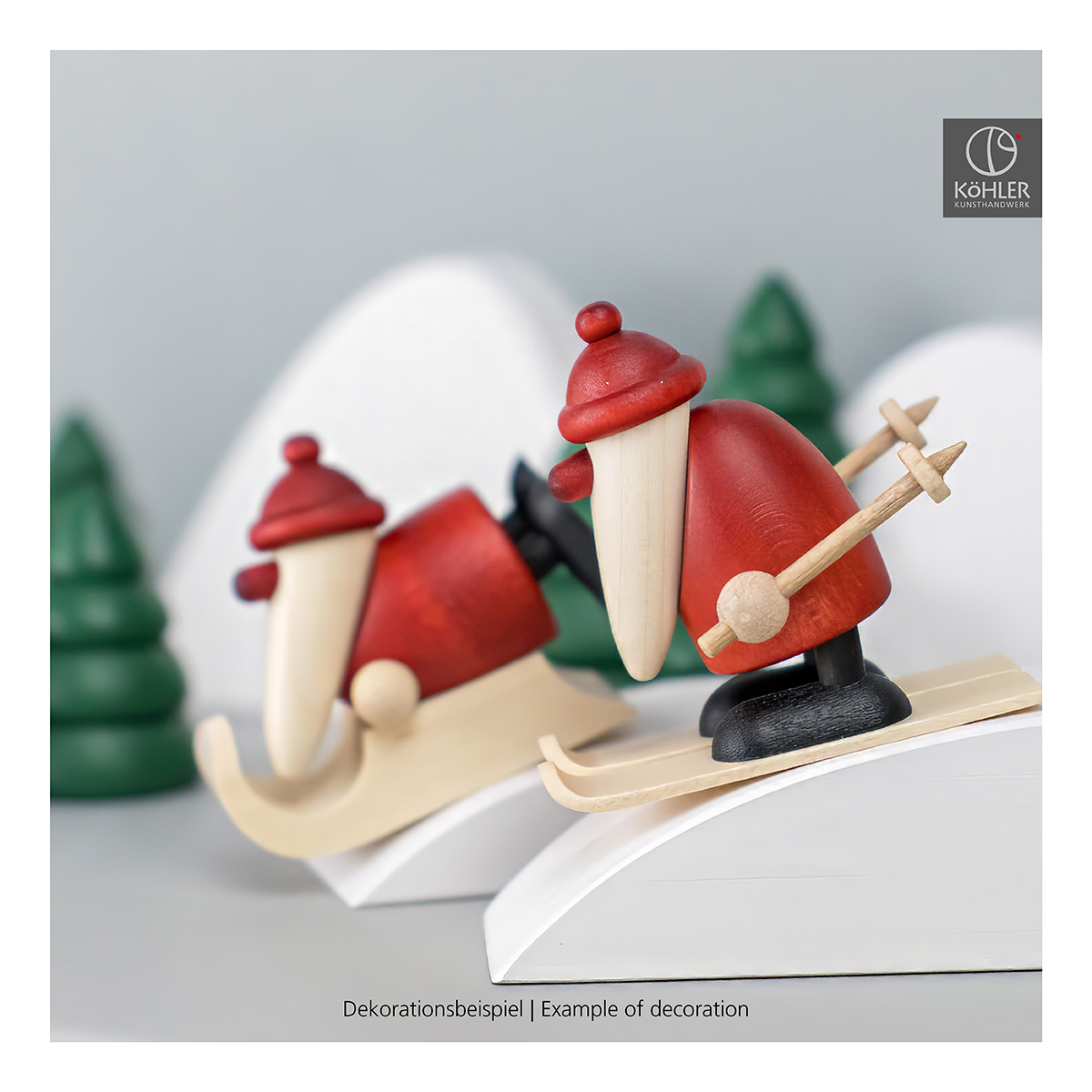 Miniaturset 8 | Weihnachtsmann auf Ski mit Hügel