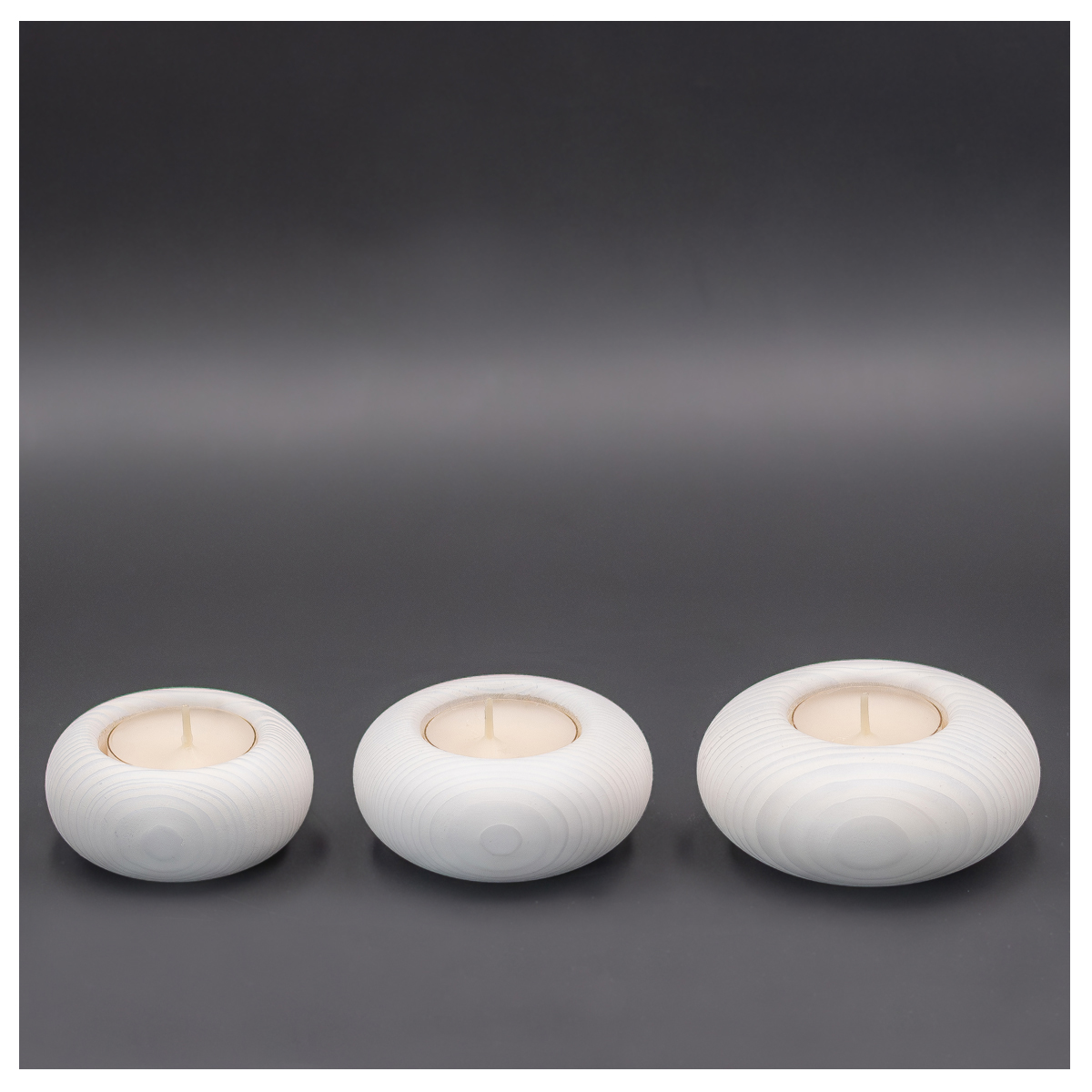 Leuchterset 3-teilig, weiß - Ø 6,5 cm | Ø 7,5cm | Ø 8,5 cm