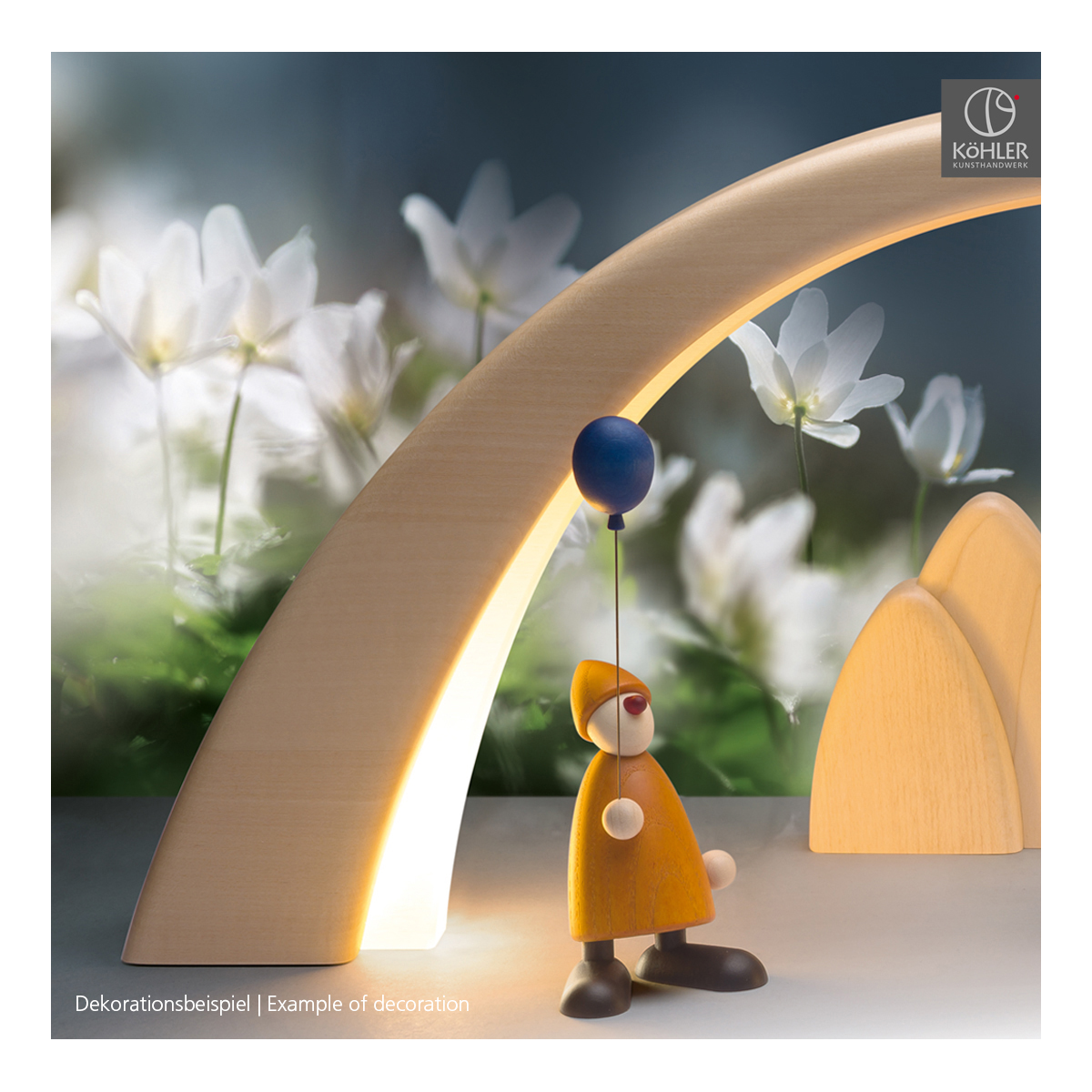 LED Candle Arch, lime wood, natural