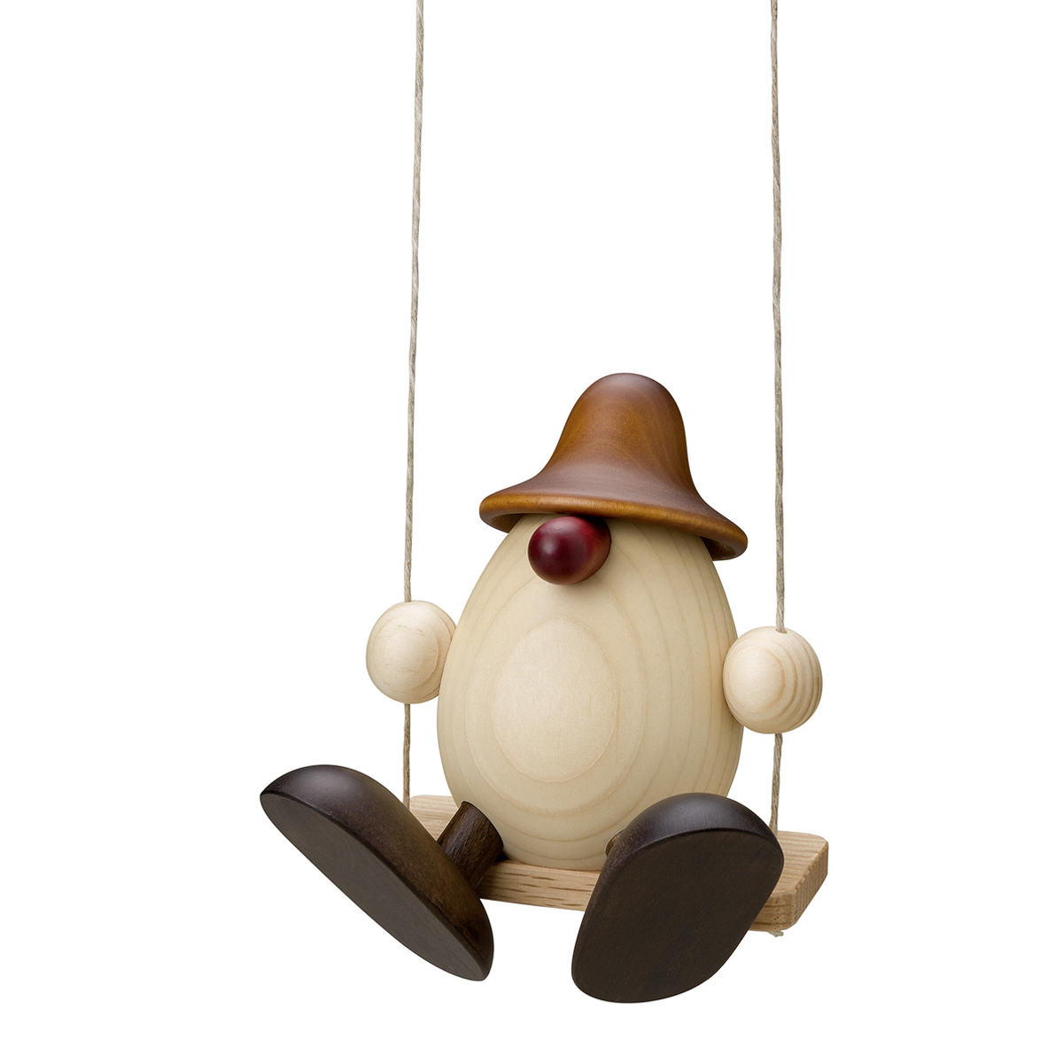 Eierkopf Bruno auf Schaukel, braun