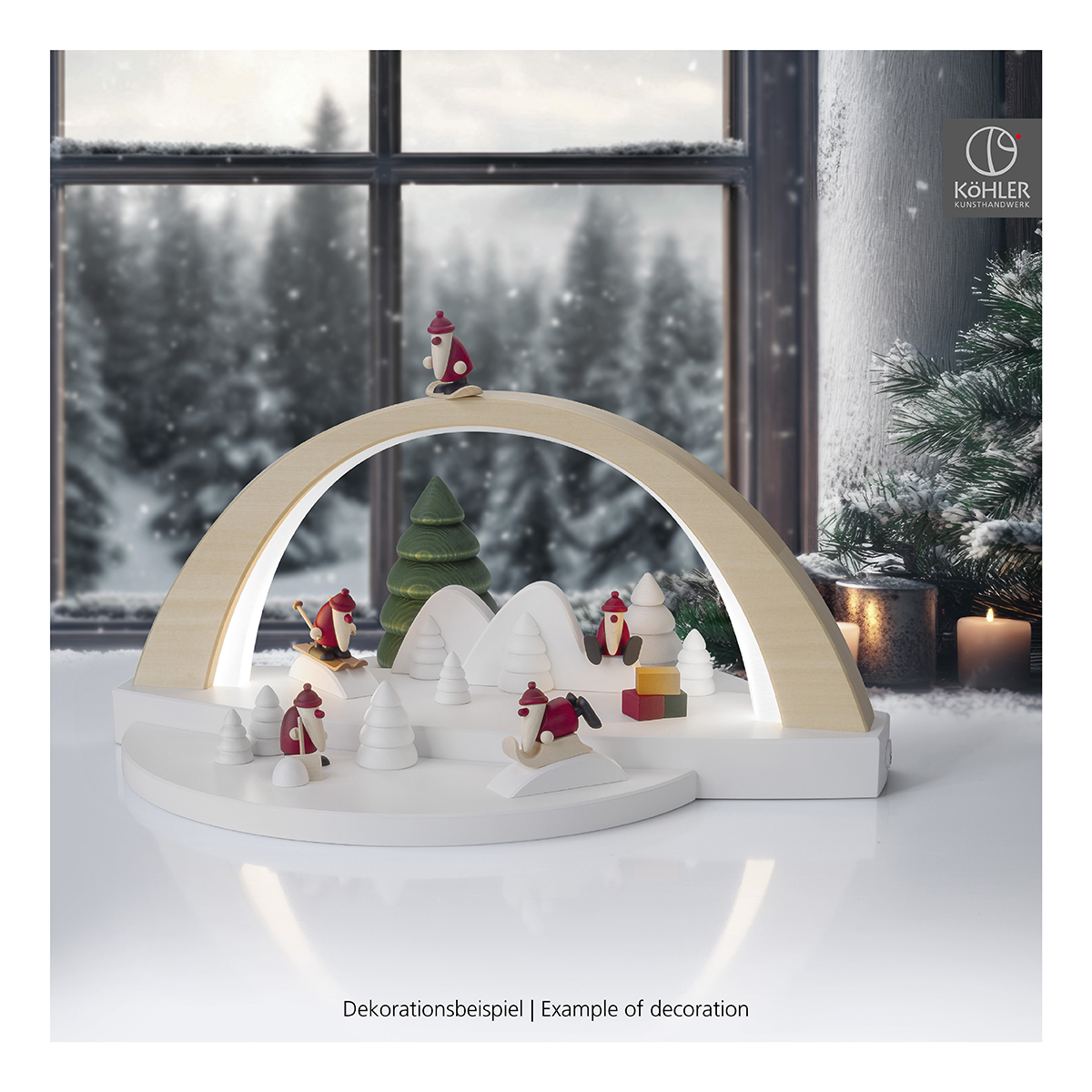 Miniaturset 4 | Weihnachtsmann mit Schneeschippe und zwei Winterbäumen