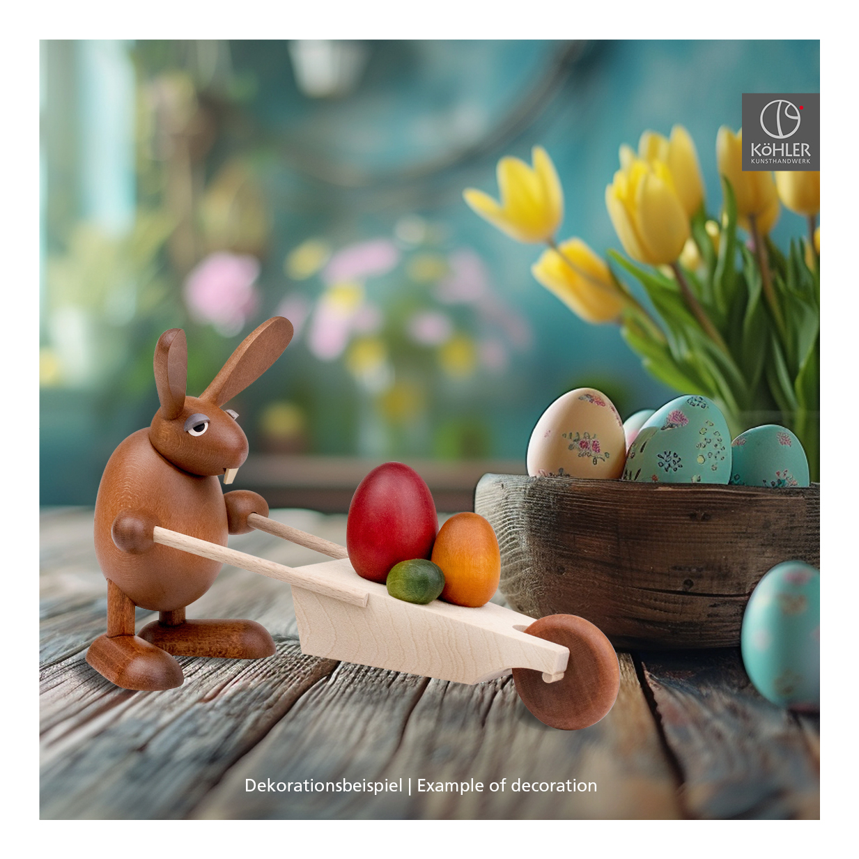 Easter Bunny with wheelbarrow
