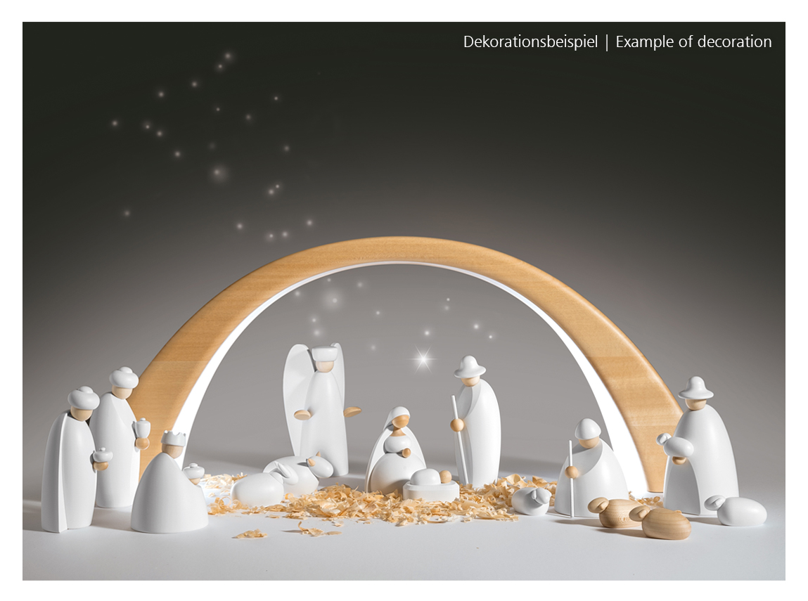 Crib figures, 12-piece set, small, white with LED Candle Arch