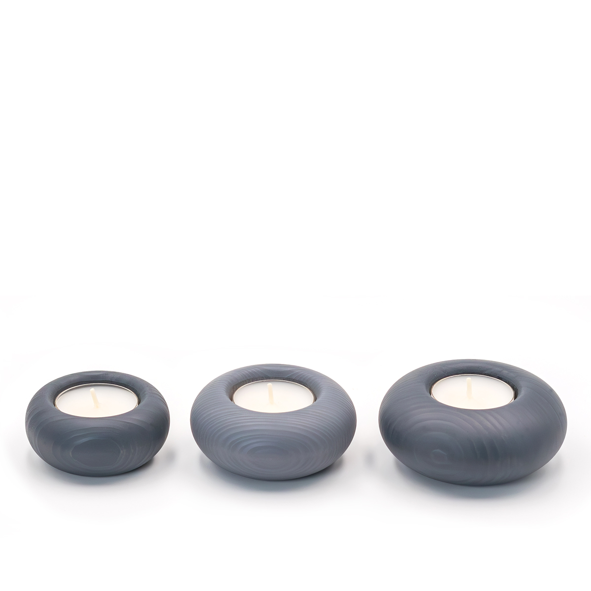 Leuchterset 3-teilig, anthrazit - Ø 6,5 cm und Ø 8,5 cm | grau - Ø 7,5 cm