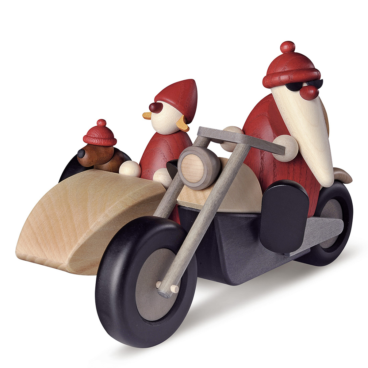 Familienausflug auf Motorrad, weihnachtlich