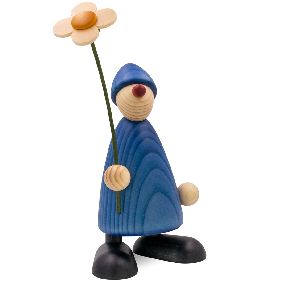 Gratulant Phillip stehend mit Blume, groß, blau