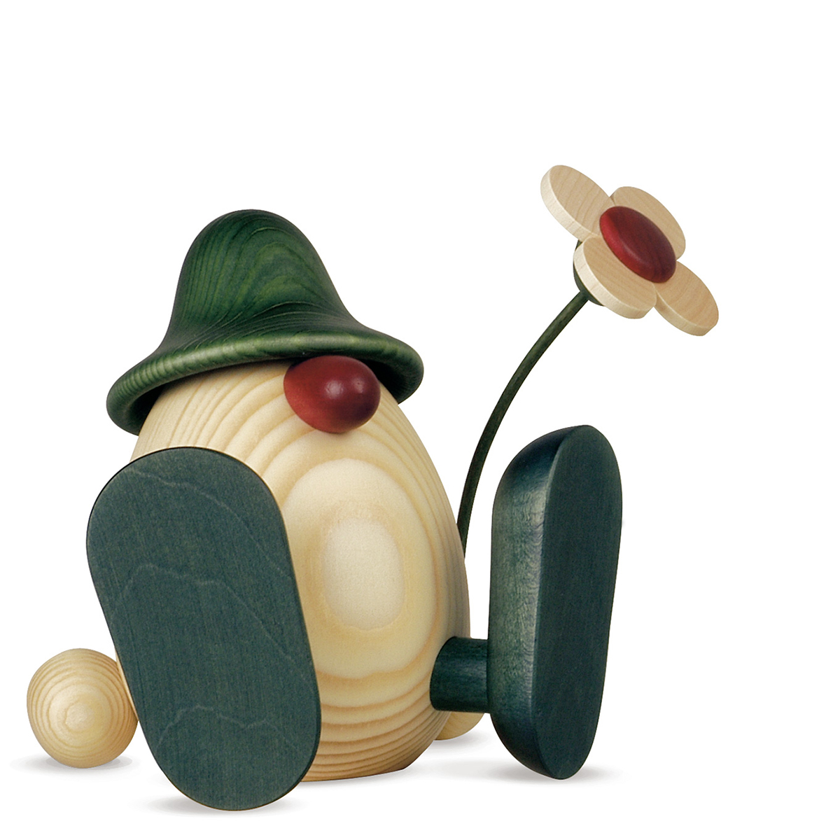 Eierkopf Vater Erwin mit Blume, sitzend, grün