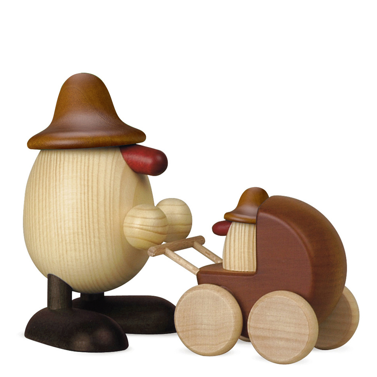 Eierkopf Rudi mit Kinderwagen, braun