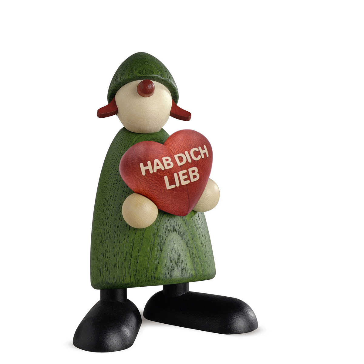 Gratulantin Thea mit Herz, grün "HAB DICH LIEB"
