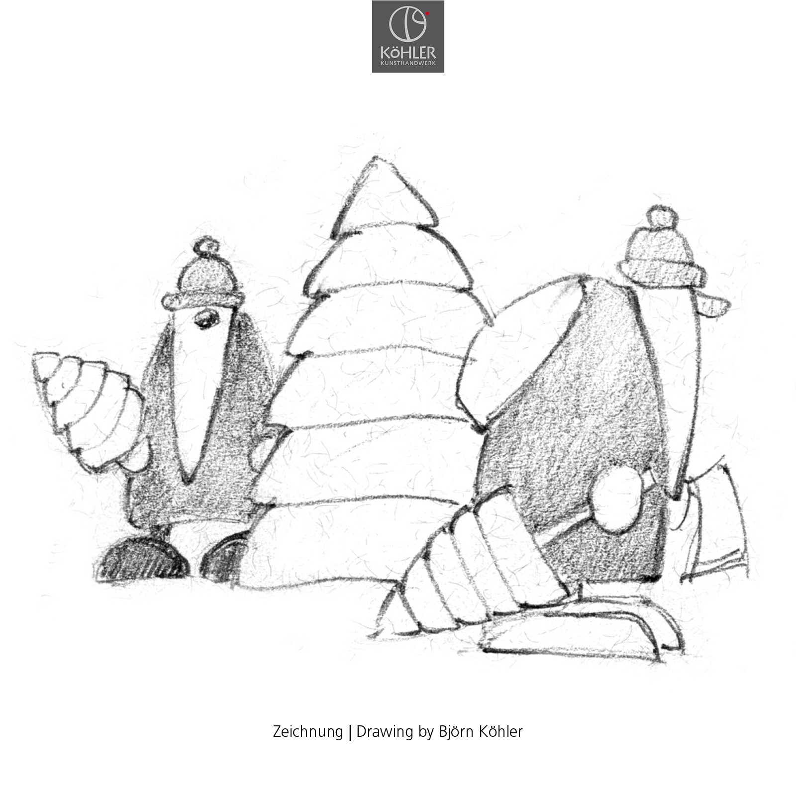 Santa Claus carrying an axe and a Christmas tree, large