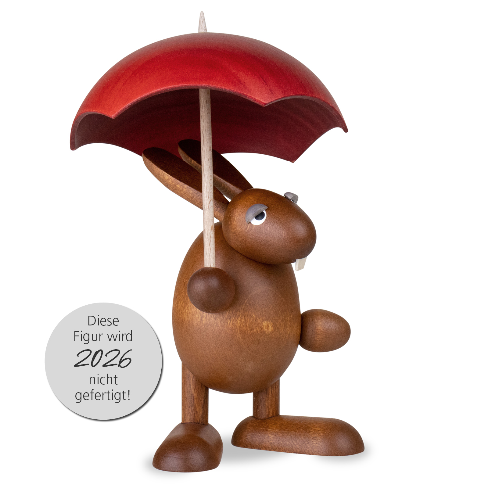 Osterhase mit rotem Schirm