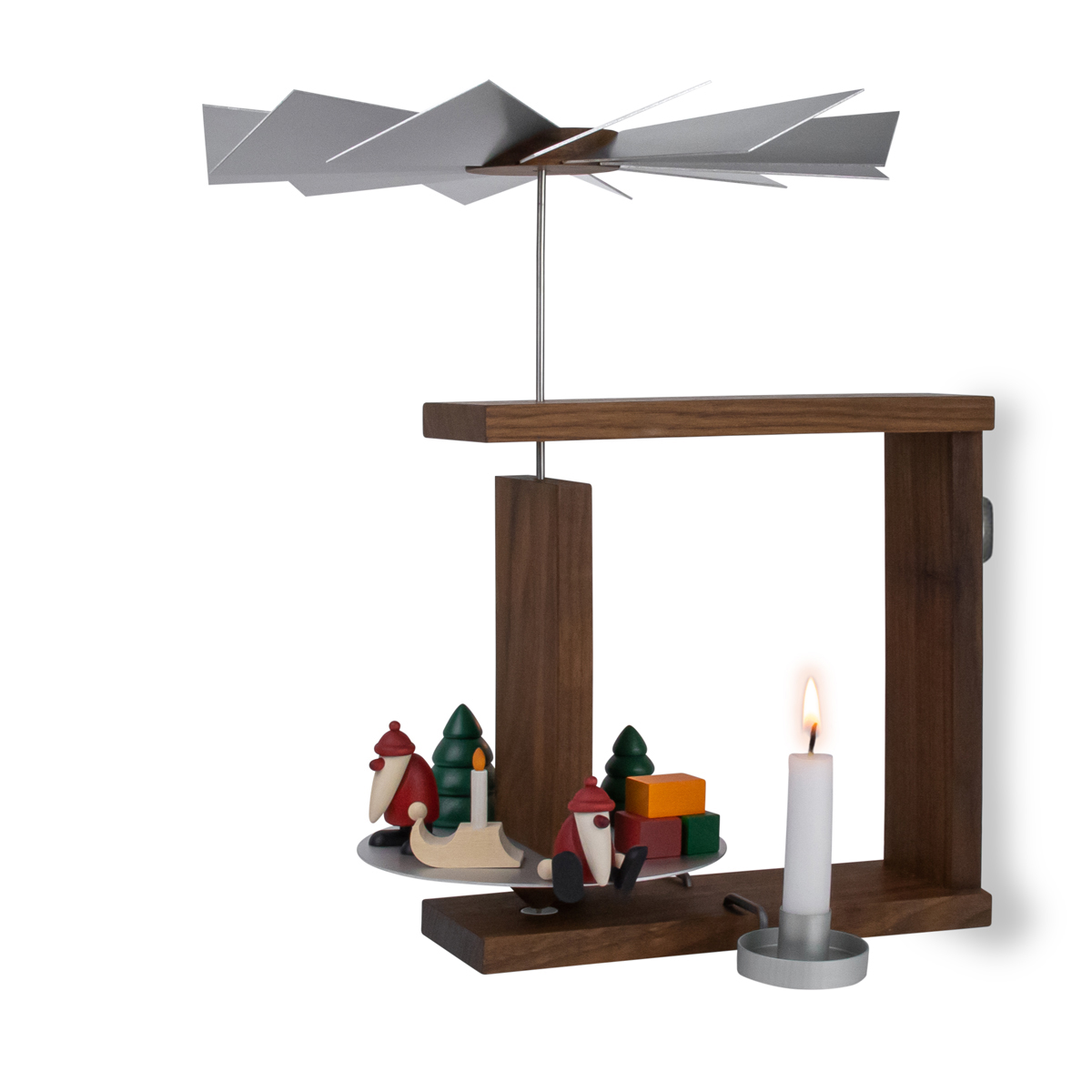 Wandpyramide Nussbaum mit Miniaturset 1 + 2