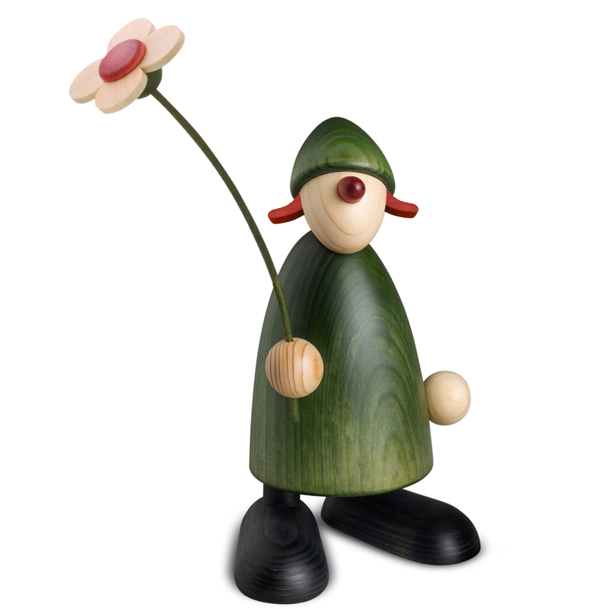 Gratulantin Susi stehend mit Blume, groß, grün